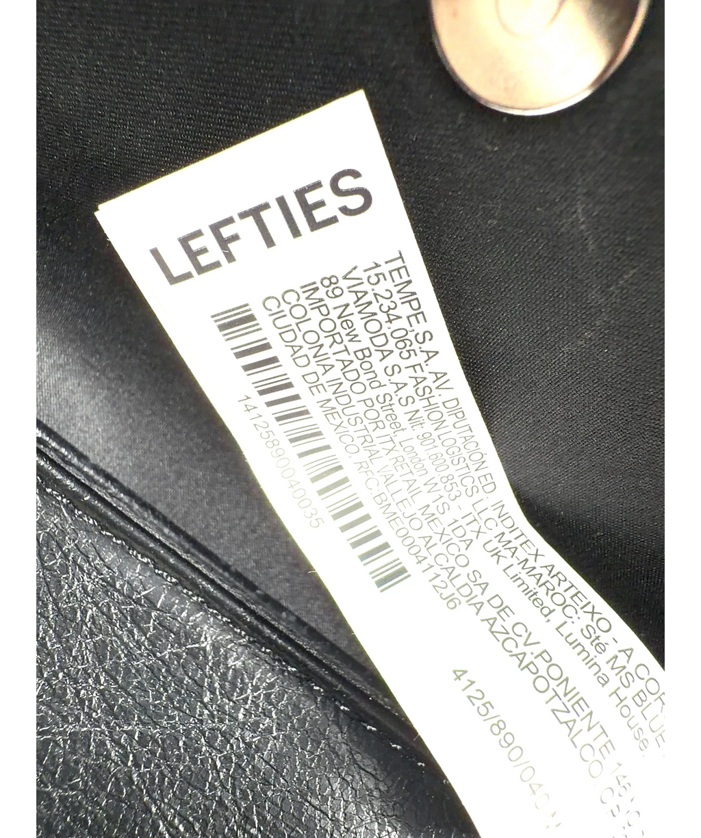 Lefties Black Flap Shoulder Bag — label