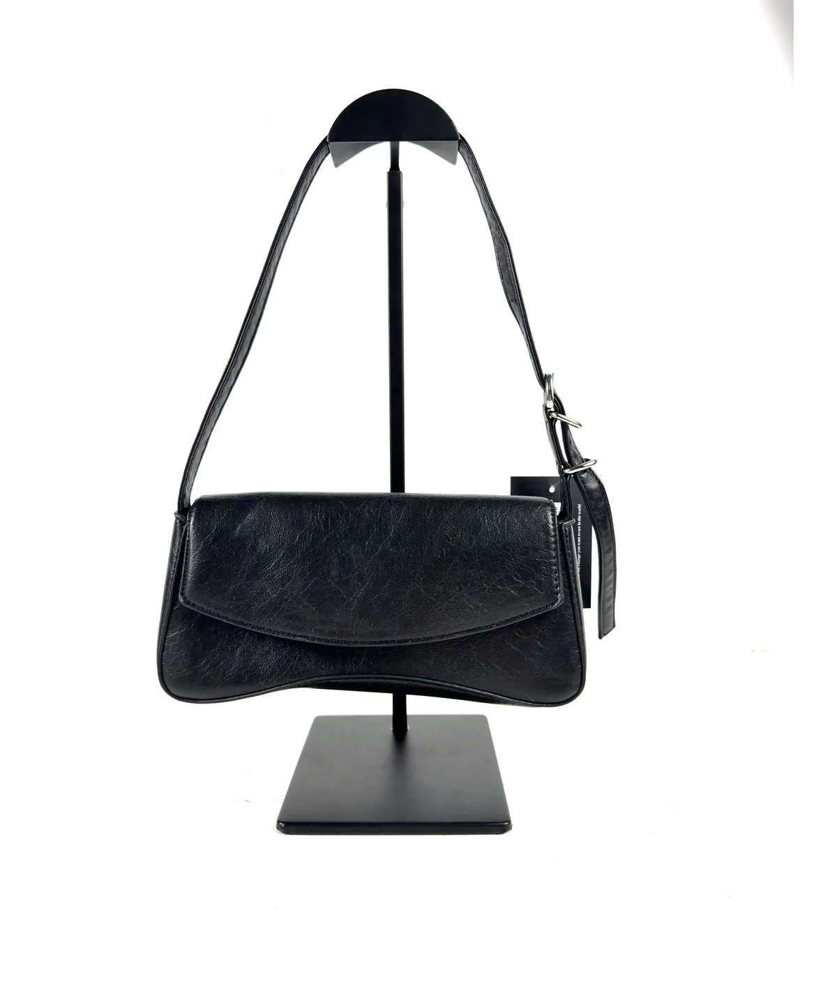 Lefties Black Flap Shoulder Bag — care label