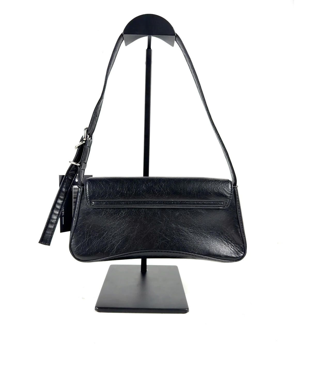 Lefties Black Flap Shoulder Bag — fabric detail