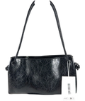 TOPSHOP Black Schelby medium flat bowler bad — front