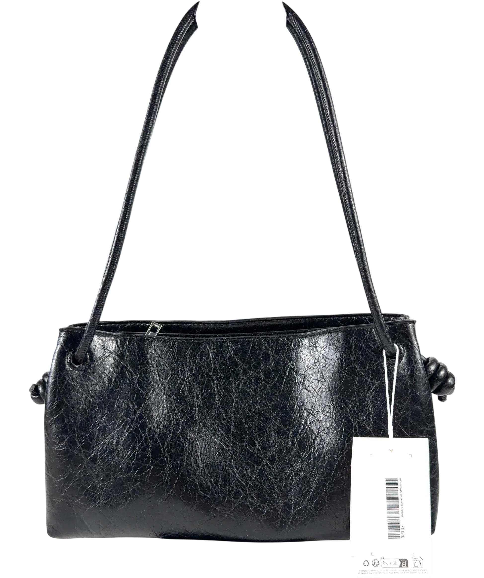 TOPSHOP Black Schelby medium flat bowler bad — front