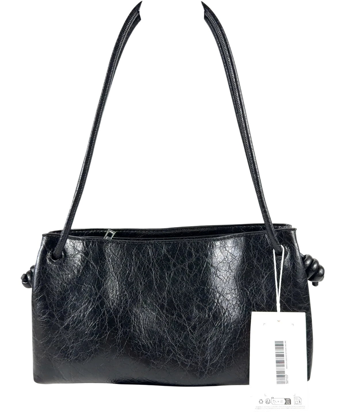 TOPSHOP Black Schelby medium flat bowler bad — front