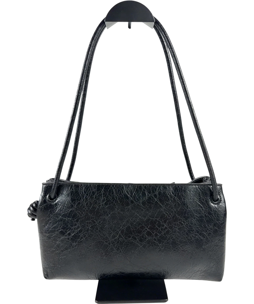 TOPSHOP Black Schelby medium flat bowler bad — back