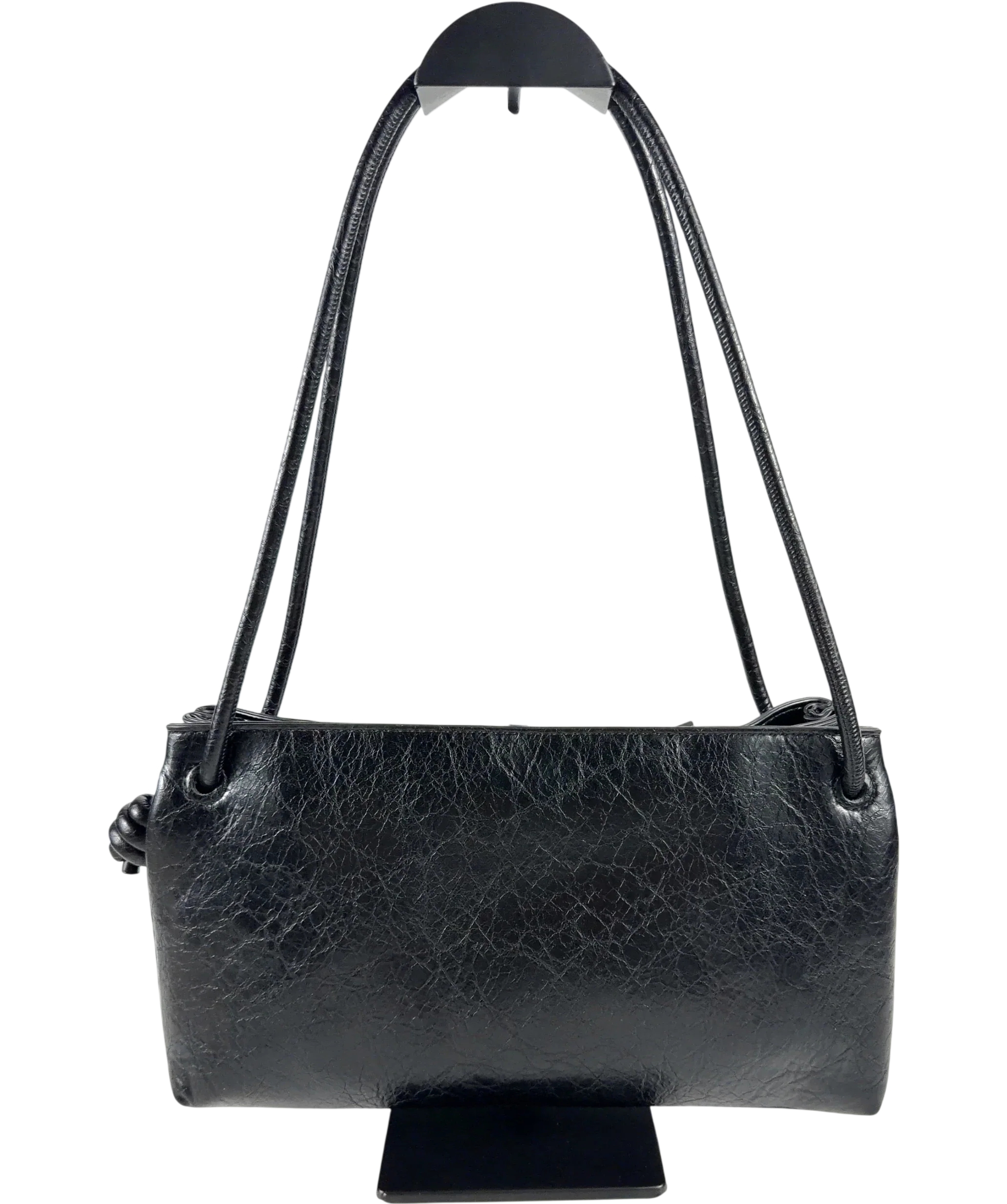 TOPSHOP Black Schelby medium flat bowler bad — back