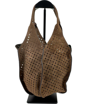 Lefties Openwork Fauth Suede Shoulder Bag Brown
