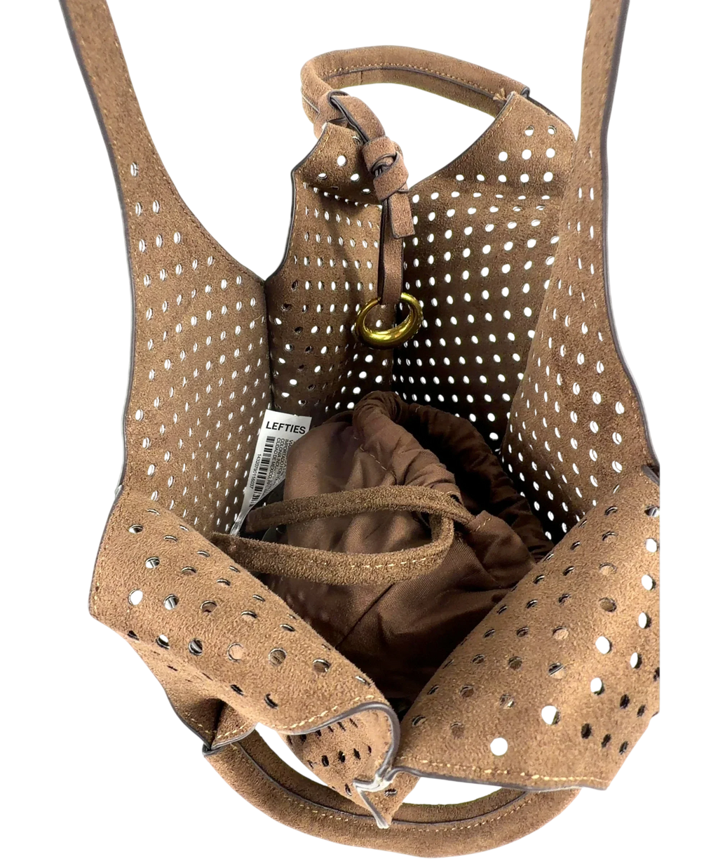 Lefties Brown Openwork Fauth Suede Shoulder Bag — detail