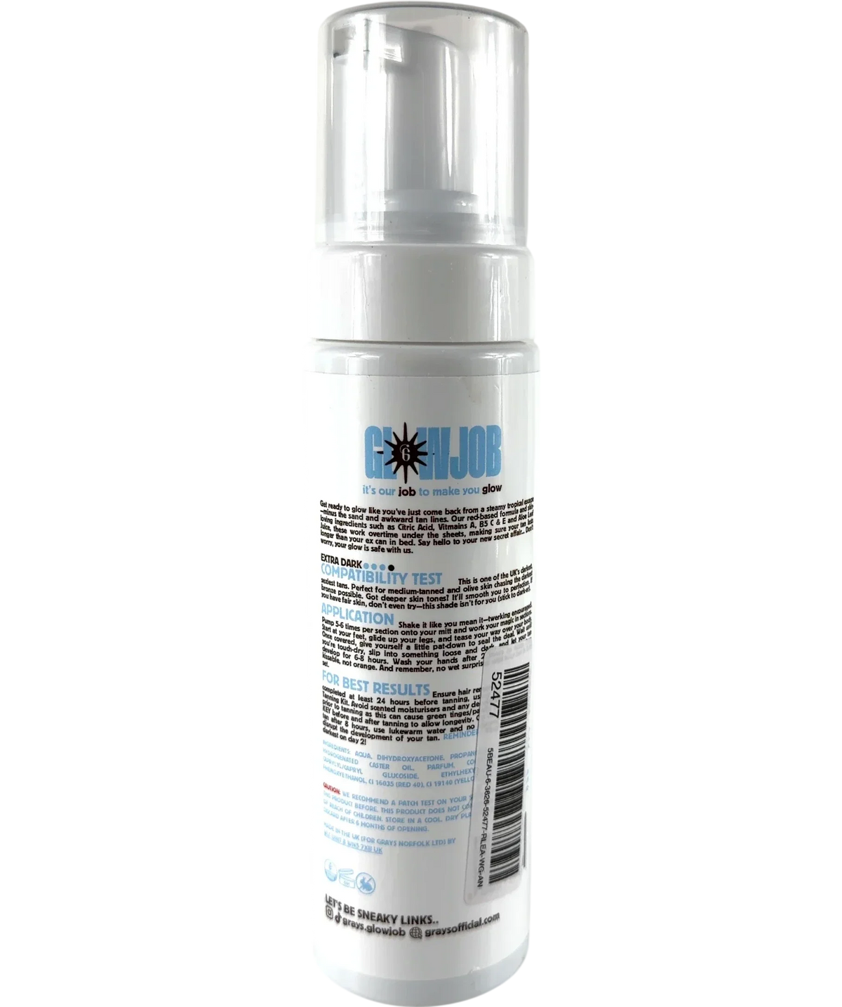 Grays Extra dark Glowjob You Make Me Foam Tanning Mousse, size 200ml — back