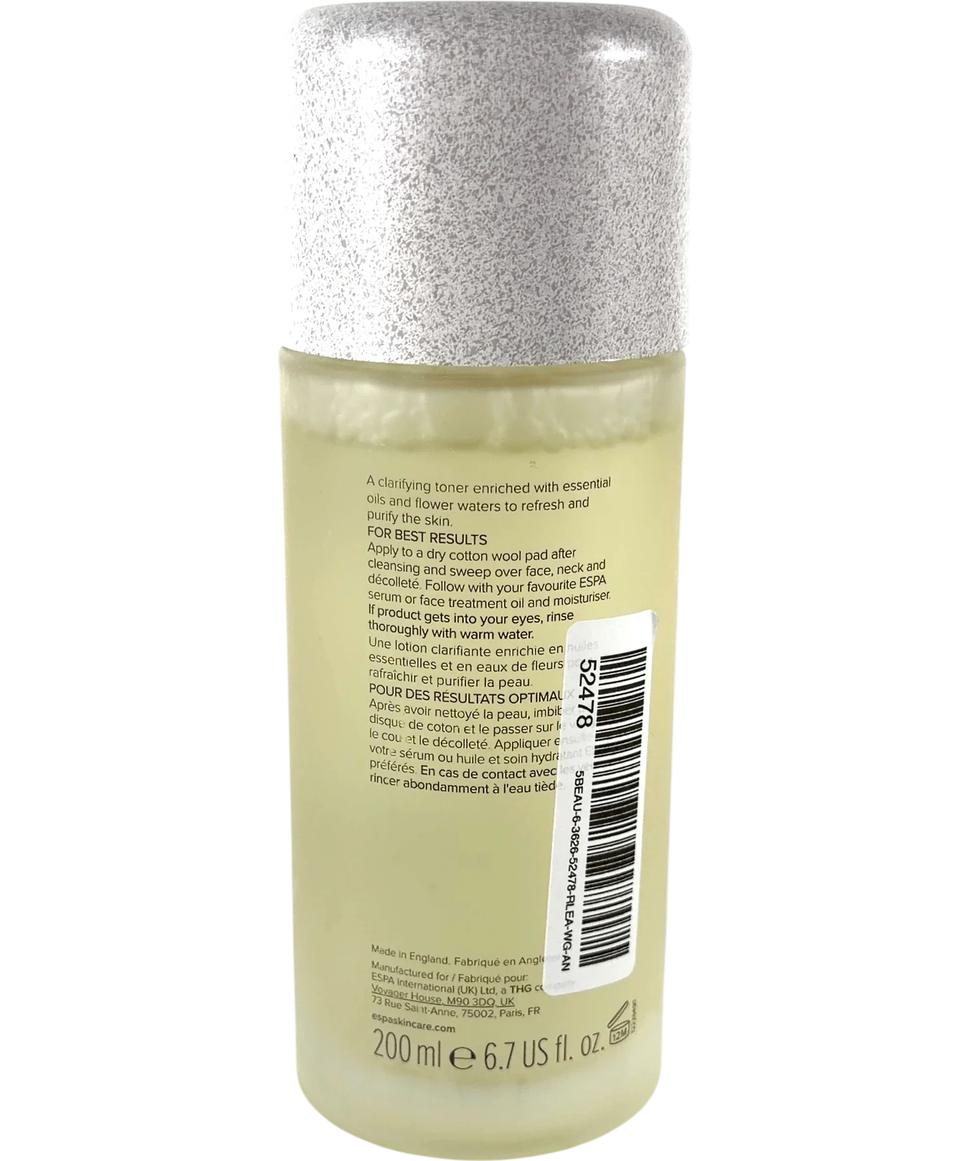 Espa Balancing Herbal Spa-Fresh Tonic, size 200ml — back