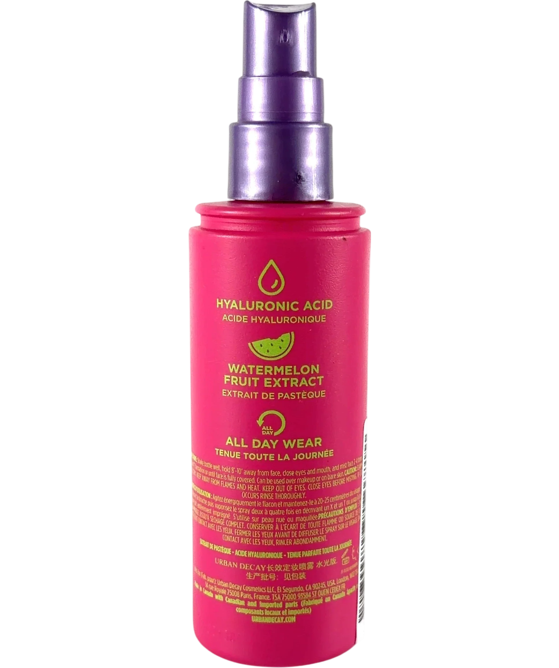 Urban Decay All Nighter Hyaluronic Watermelon Setting Spray, size 118ml — back