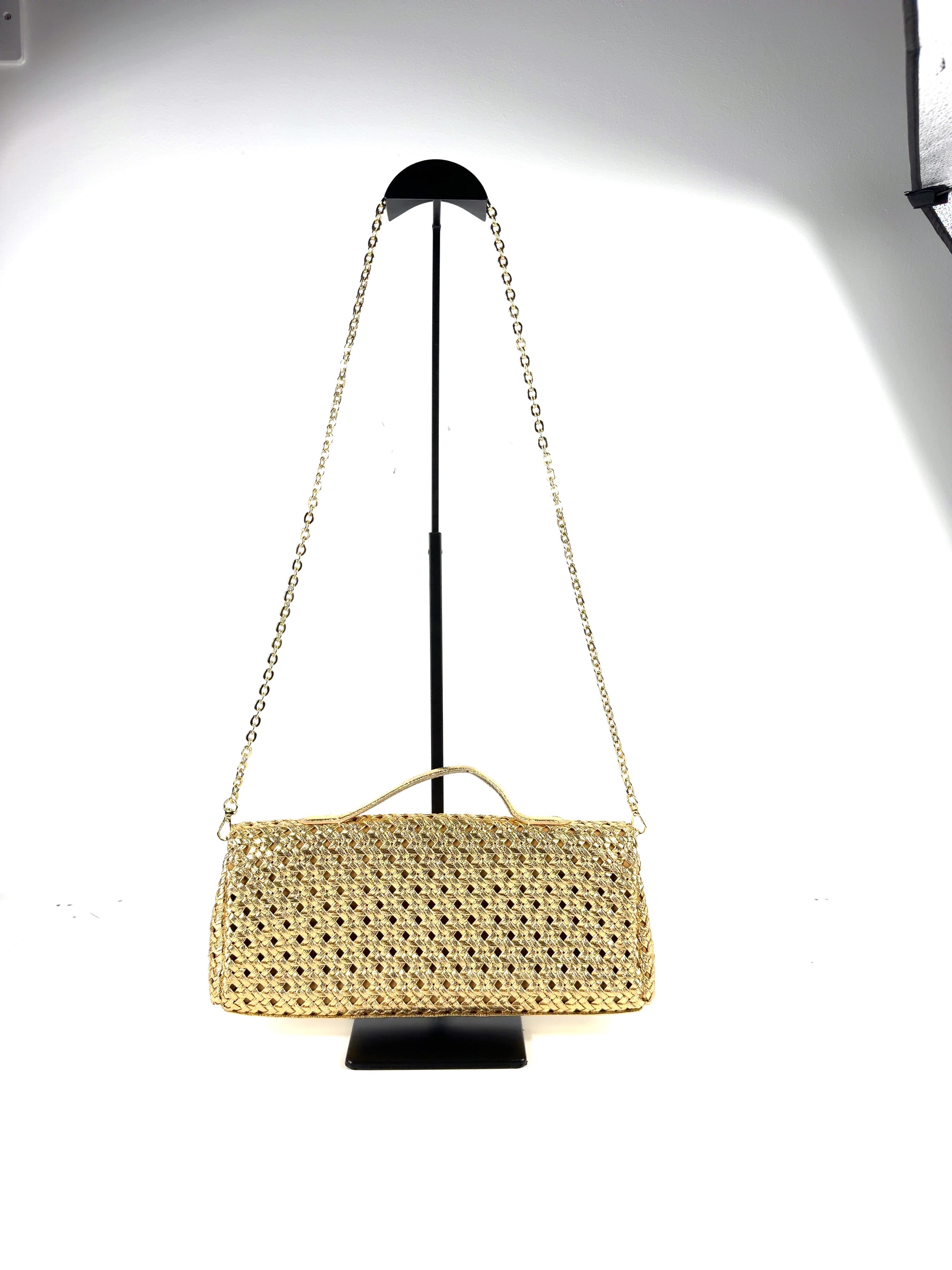ZARA gold Braided Clutch Bag — back