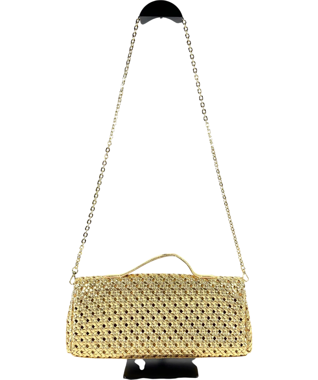 Zara Braided Clutch Bag Metallic — Back