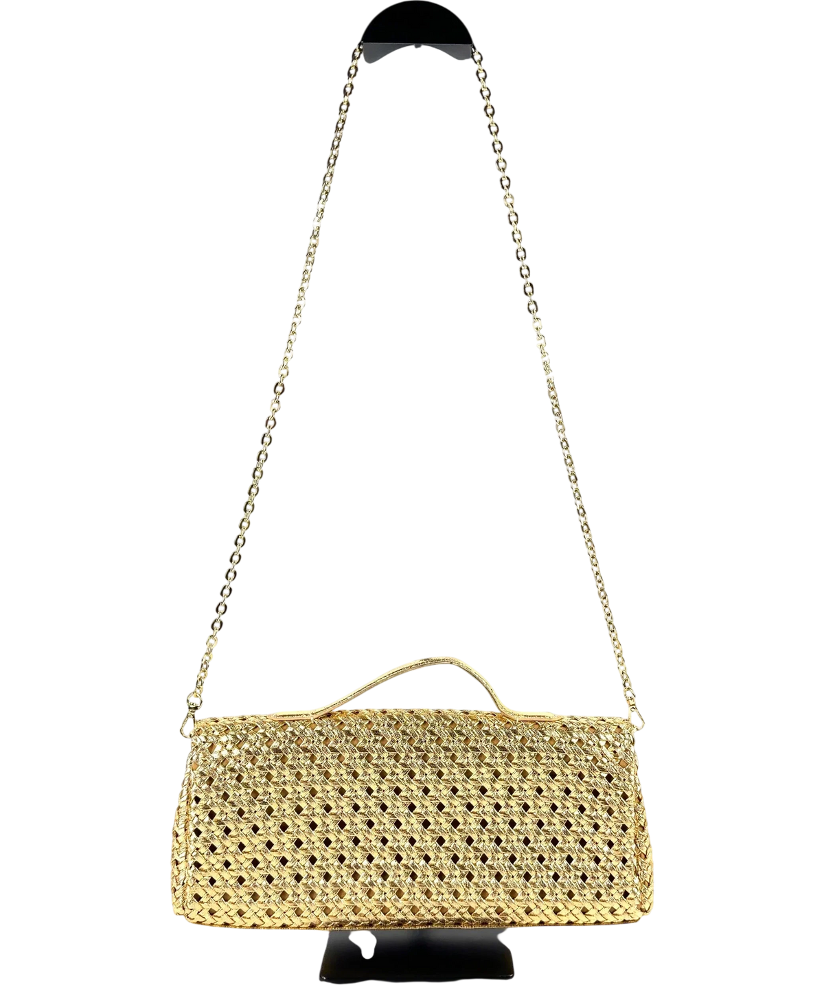 Zara Braided Clutch Bag Metallic — Back