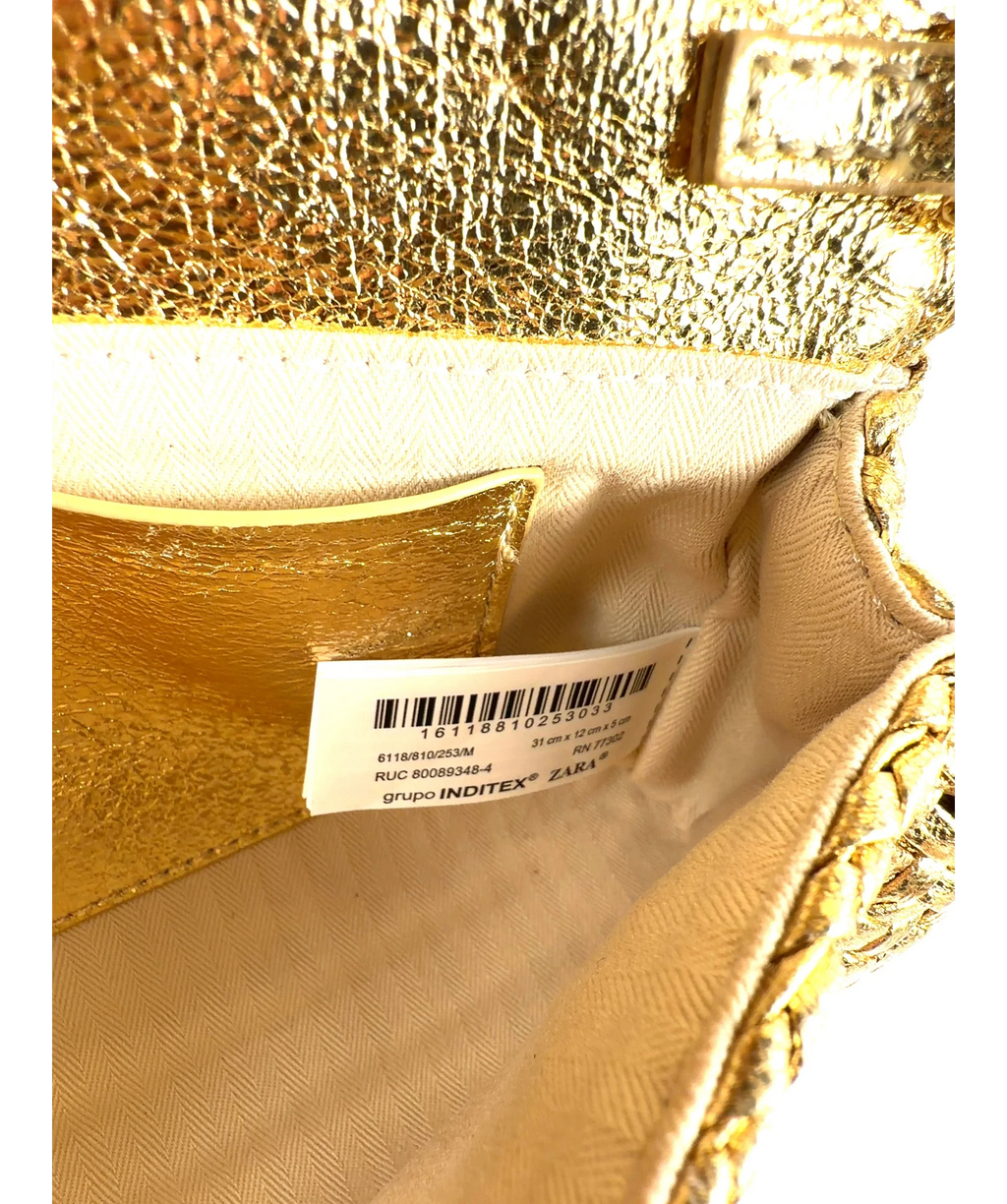 Zara Braided Clutch Bag Metallic — Size