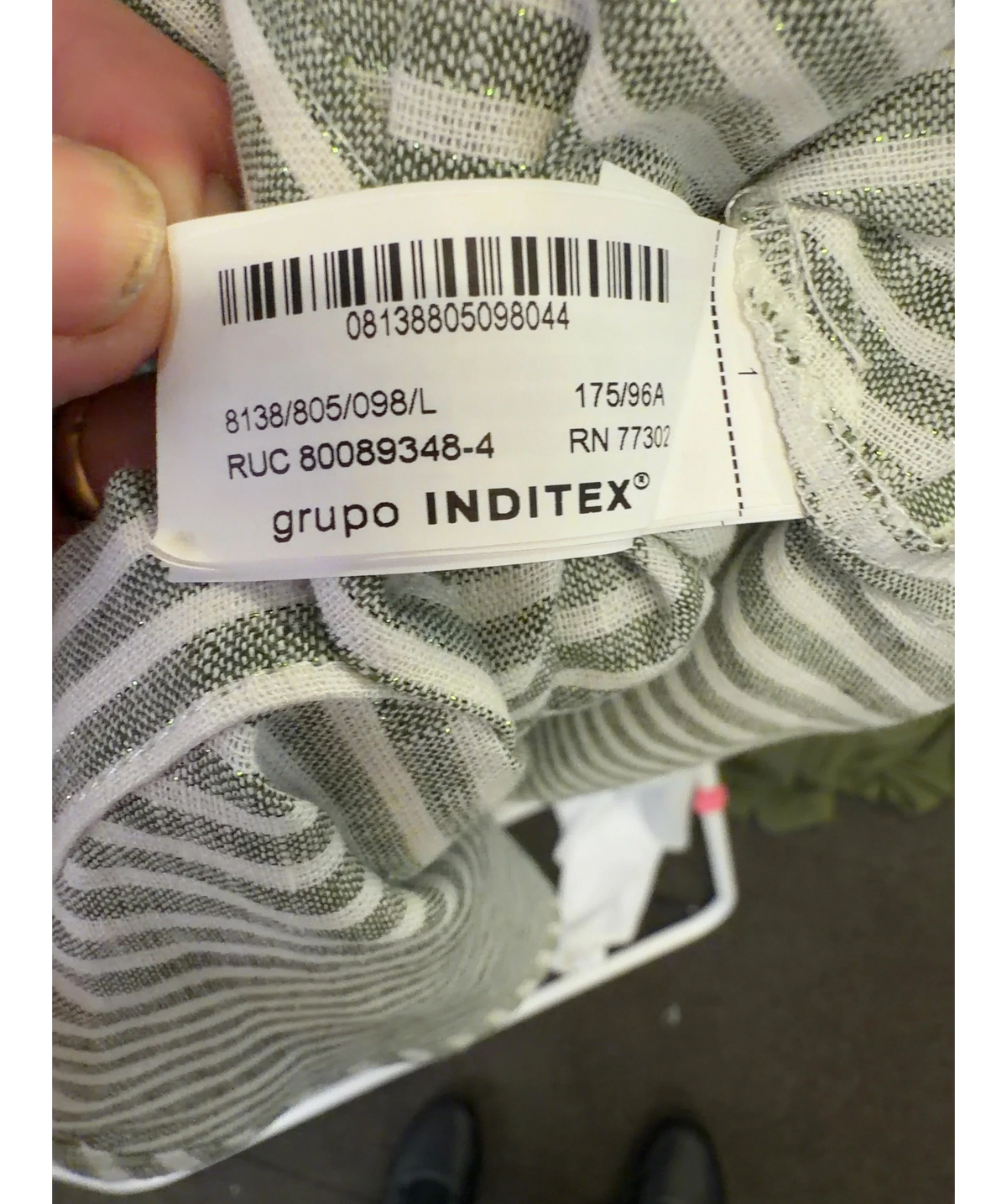 ZARA Green And White Striped Knot Linen-blend Shirt UK L — Materials