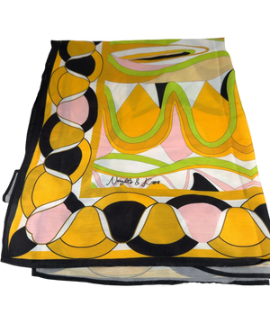 Noughts & Kisses Yellow Retro Geometric Scarf One Size