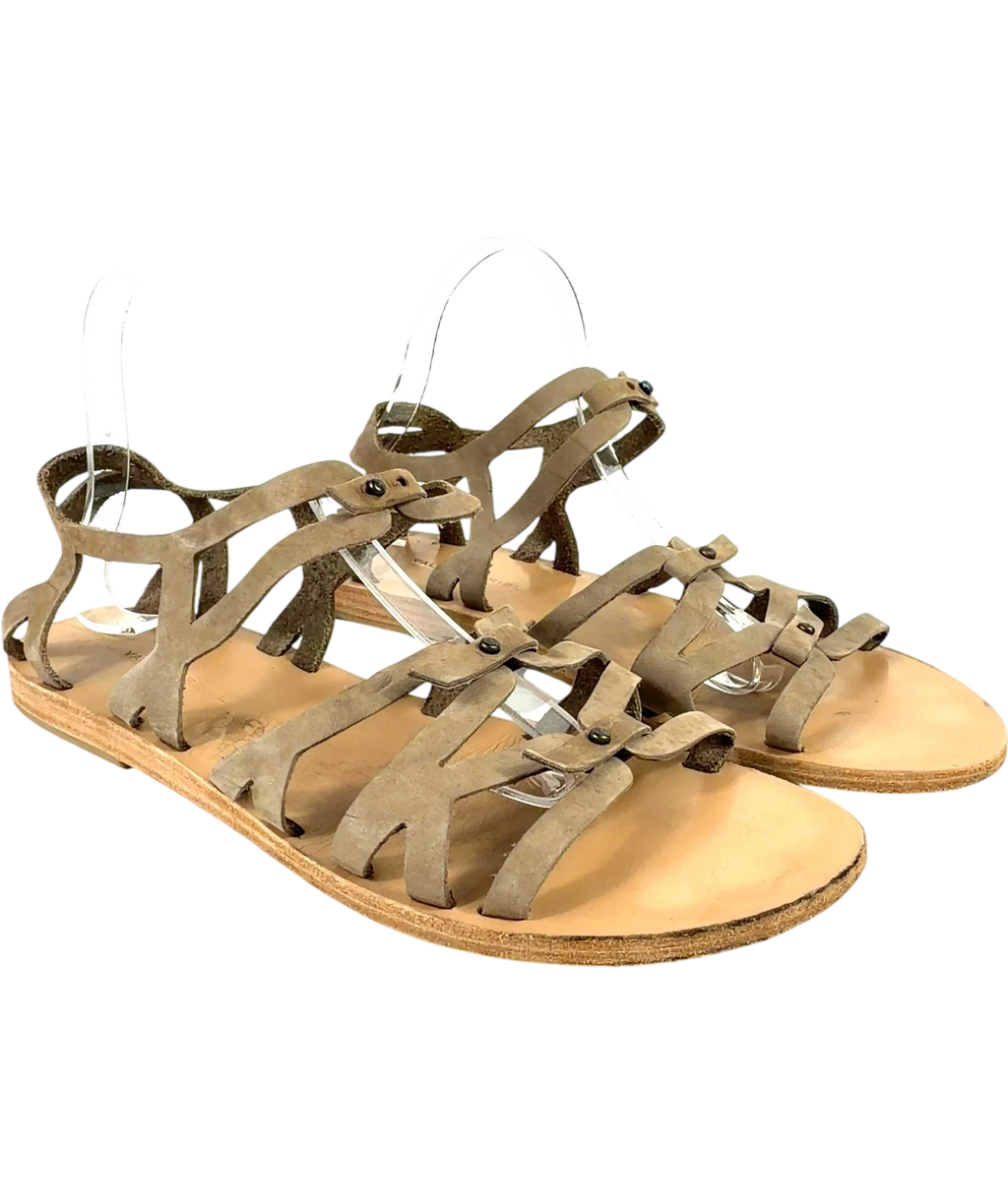 Ancient Greek Sandals Beige Colour, size UK 8 EU 41 👠 — front