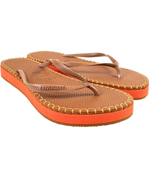 Havaianas Slim Flatform Loop Flip Flops Brown & Orange UK 8