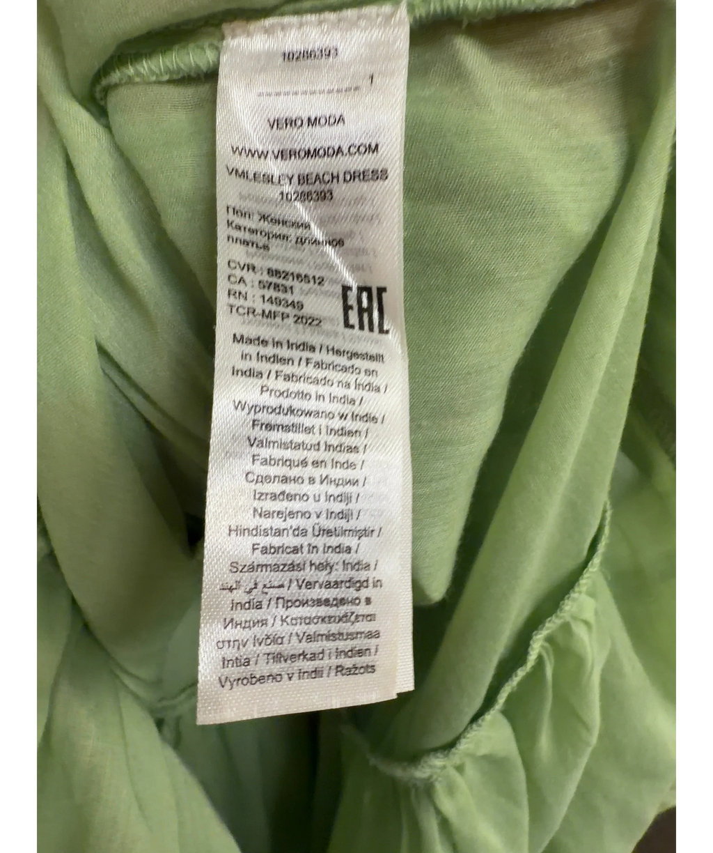 Vero Moda Green VMLESLEY BEACH DRESS, size UK XXS — label