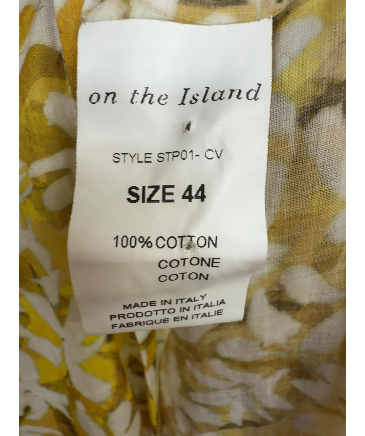 on the Island Yellow Colour, size UK 16 — care label