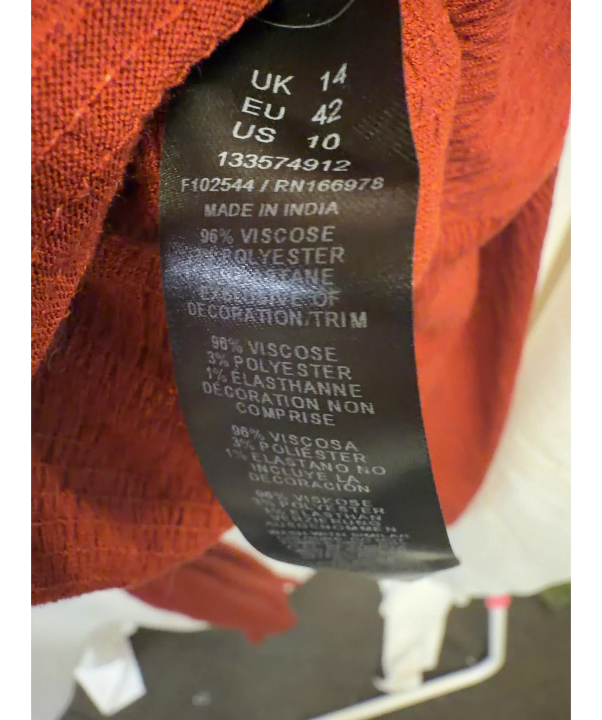 ASOS Red Colour, size UK 14 — label