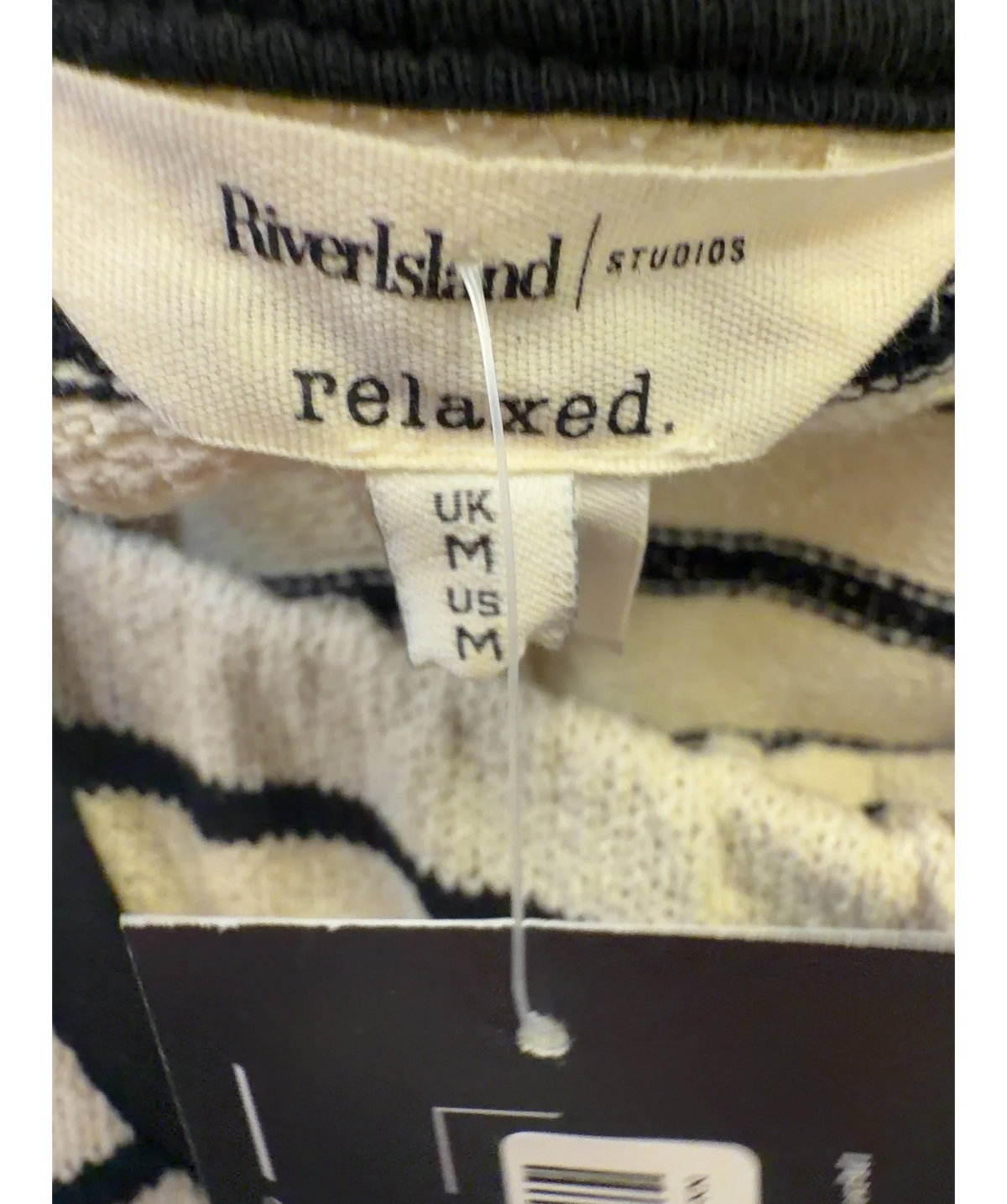 River Island Black And Cream Striped Knit Tank Top And Shorts Co-ord Set UK M — Brand
