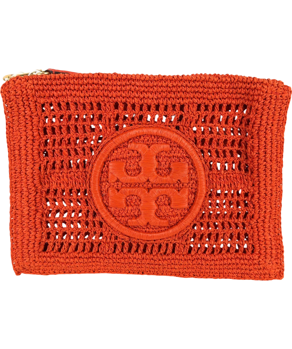 Tory Burch Red Ella Crochet Pouch — front