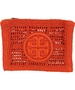 Tory Burch Ella Crochet Pouch  / Clutch Bag Red