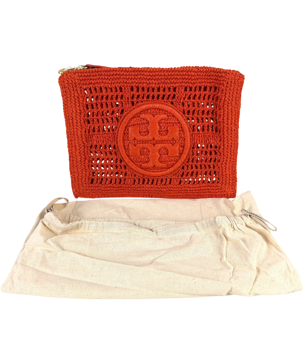 Tory Burch Red Ella Crochet Pouch — back