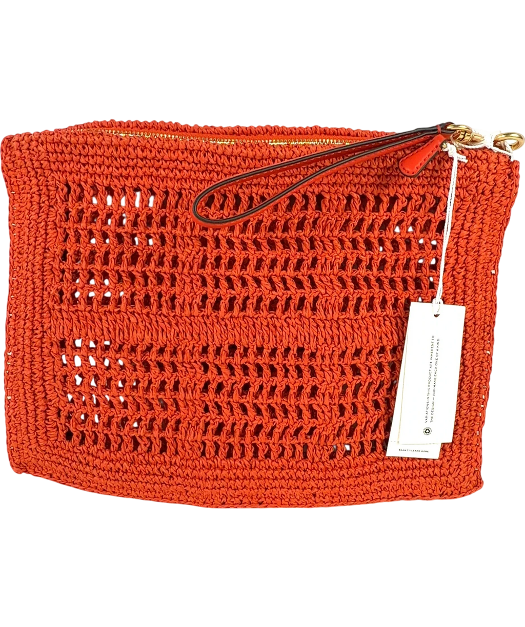 Tory Burch Red Ella Crochet Pouch — detail