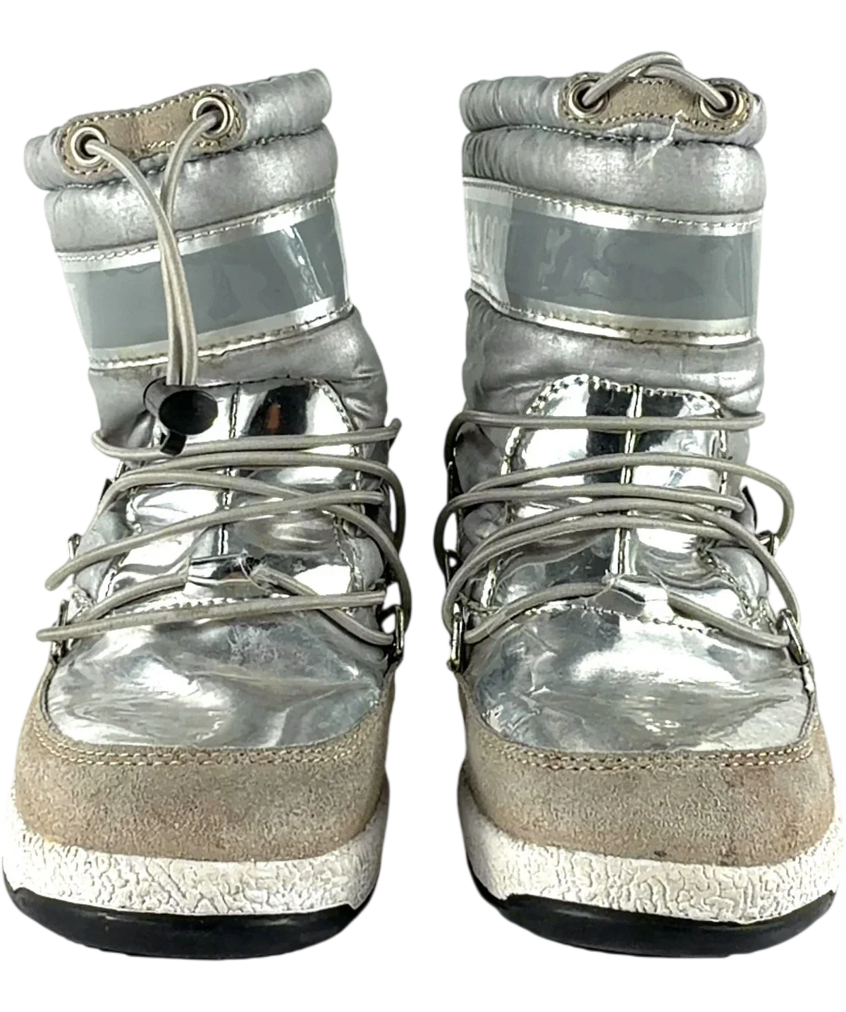 Moon Boot Metallic Snow Boots UK 9 — Front (both, face on)