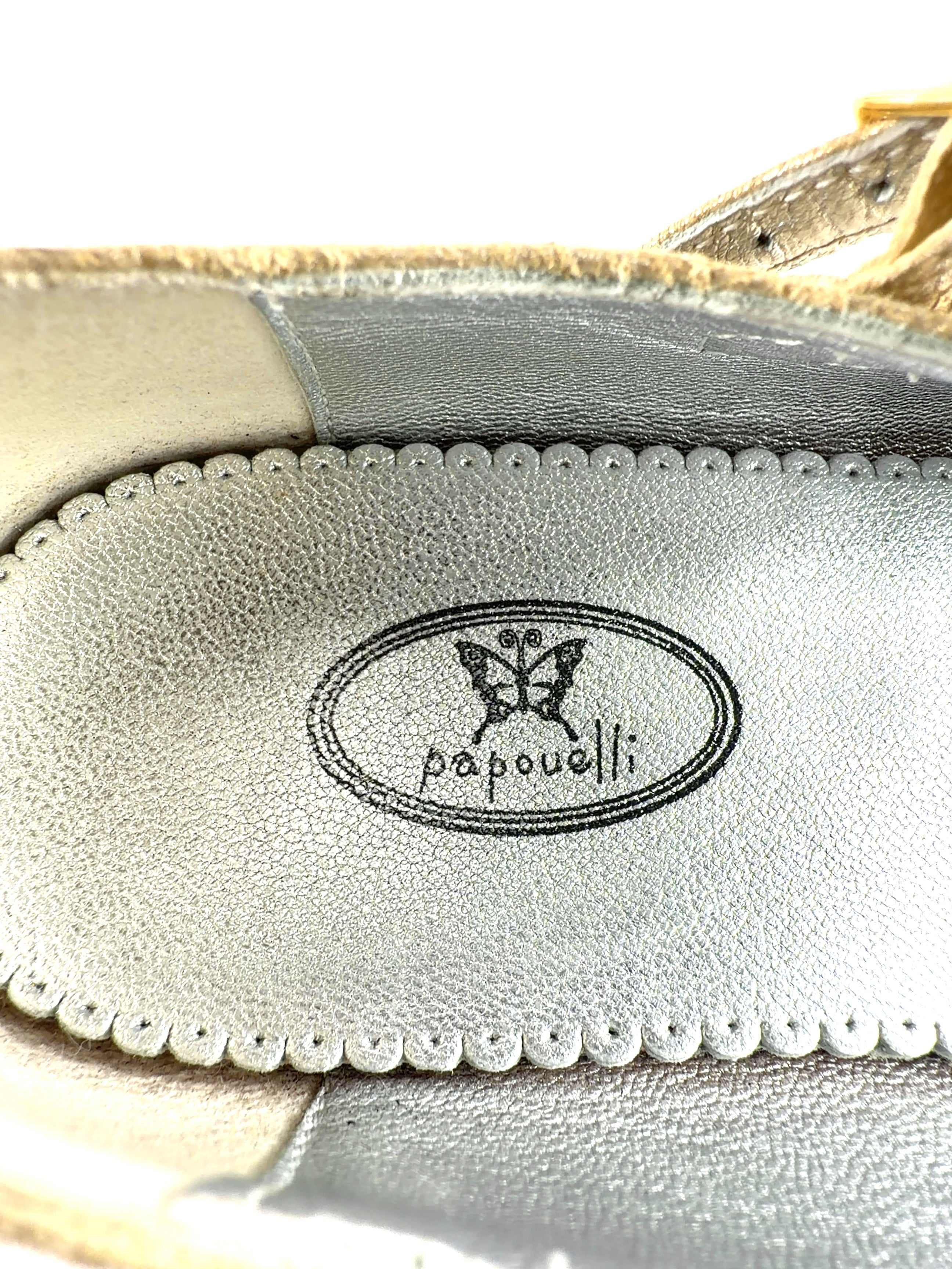 papouelli gold Avery Mary Jane, size UK 12.5 EU 31 👼 — care label