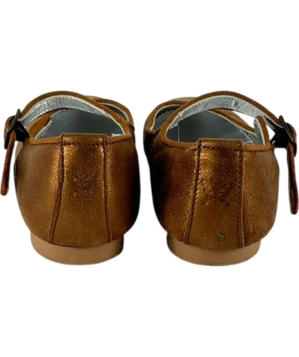 Papouelli Angelica Buckle Metallic Brown Flat UK 12.5 — Back