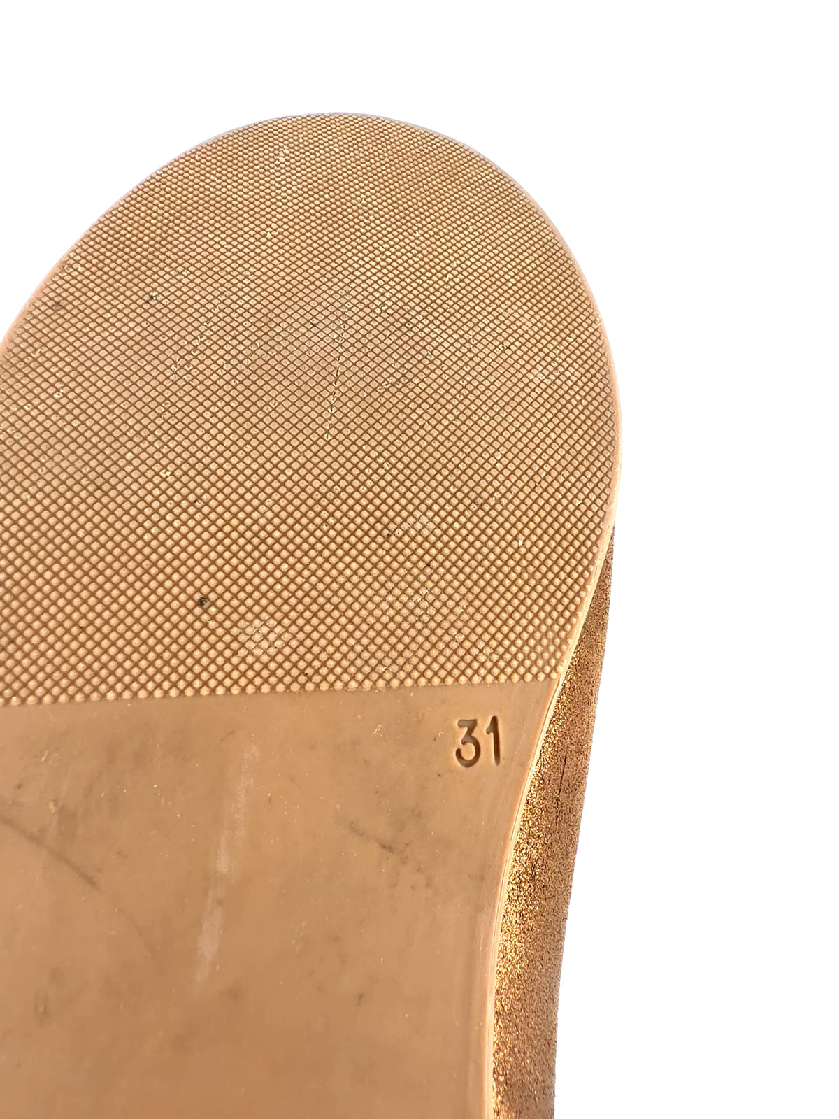 papouelli bronze Angelica Buckle Metallic, size UK 12.5 EU 31 👼 — fabric detail
