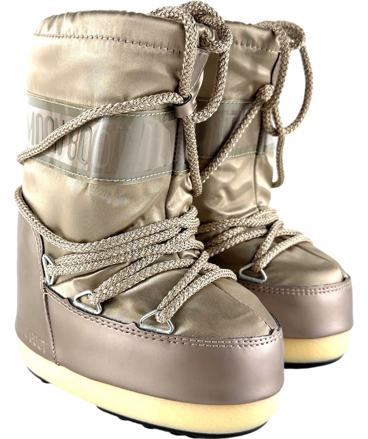 Moon Boot Metallic BRONZE  Wraparound Lacing Snow Boot, size UK 6 EU 23 👼 — front