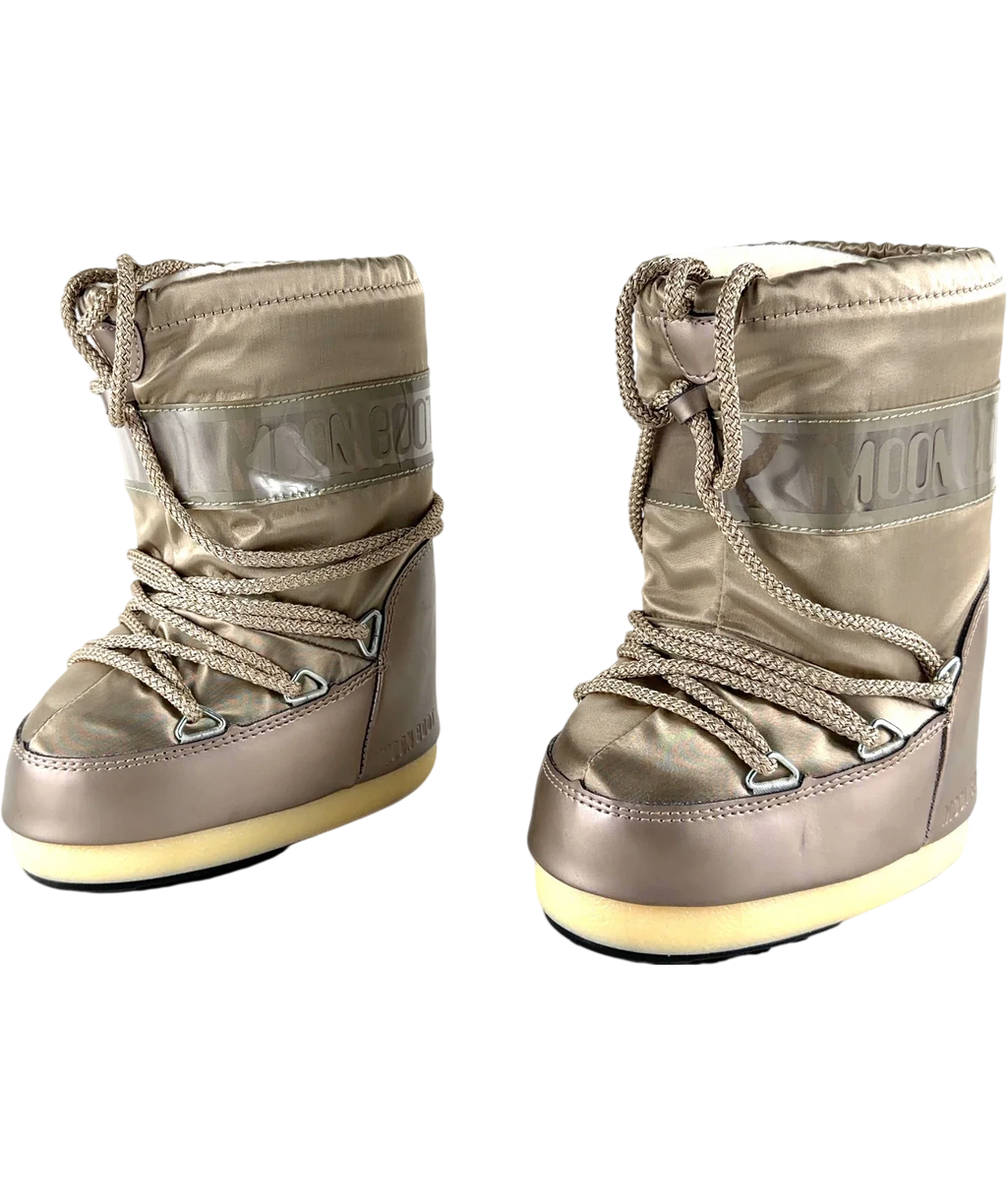 Moon Boot Metallic BRONZE  Wraparound Lacing Snow Boot, size UK 6 EU 23 👼 — label