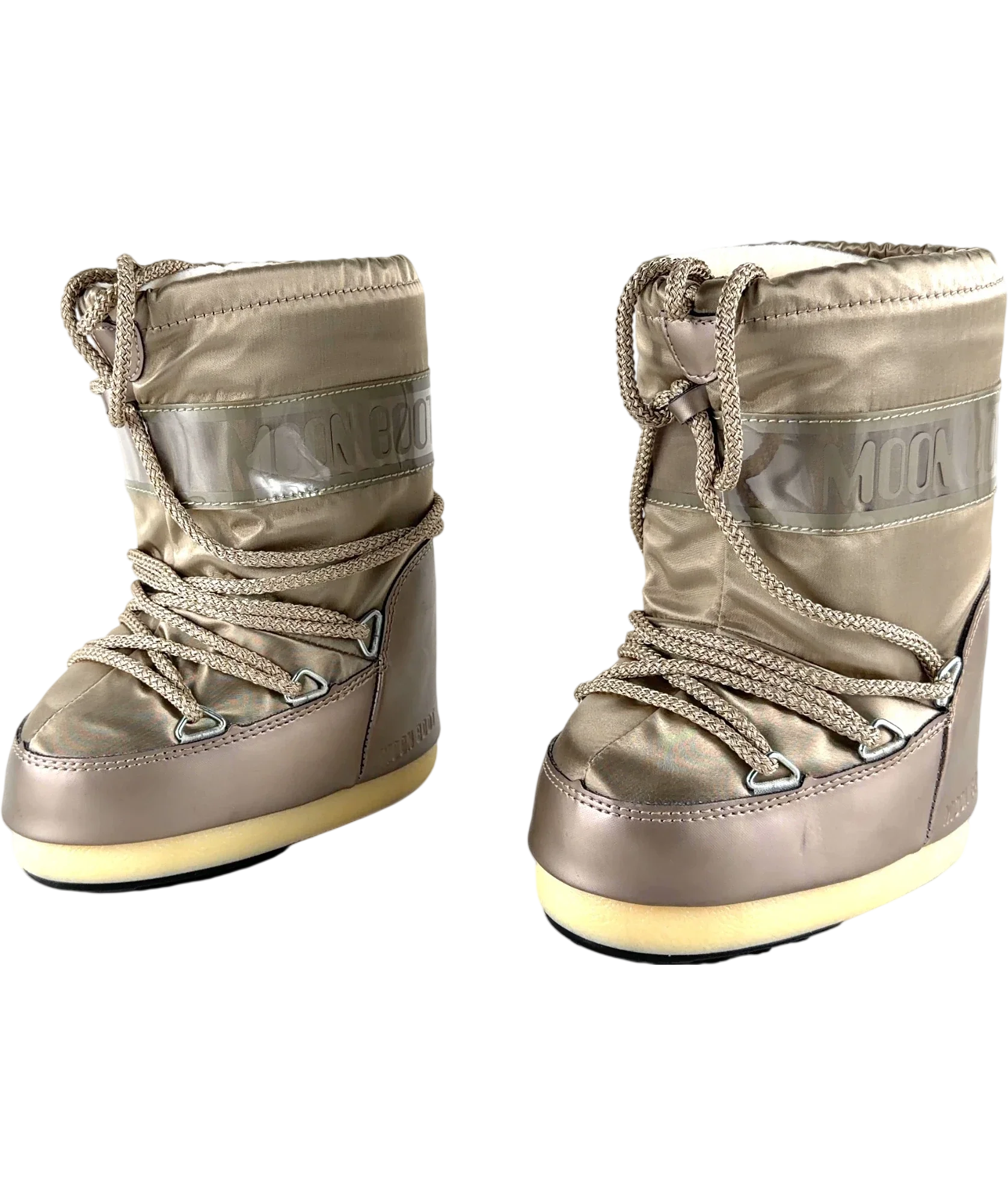 Moon Boot Metallic BRONZE  Wraparound Lacing Snow Boot, size UK 6 EU 23 👼 — label