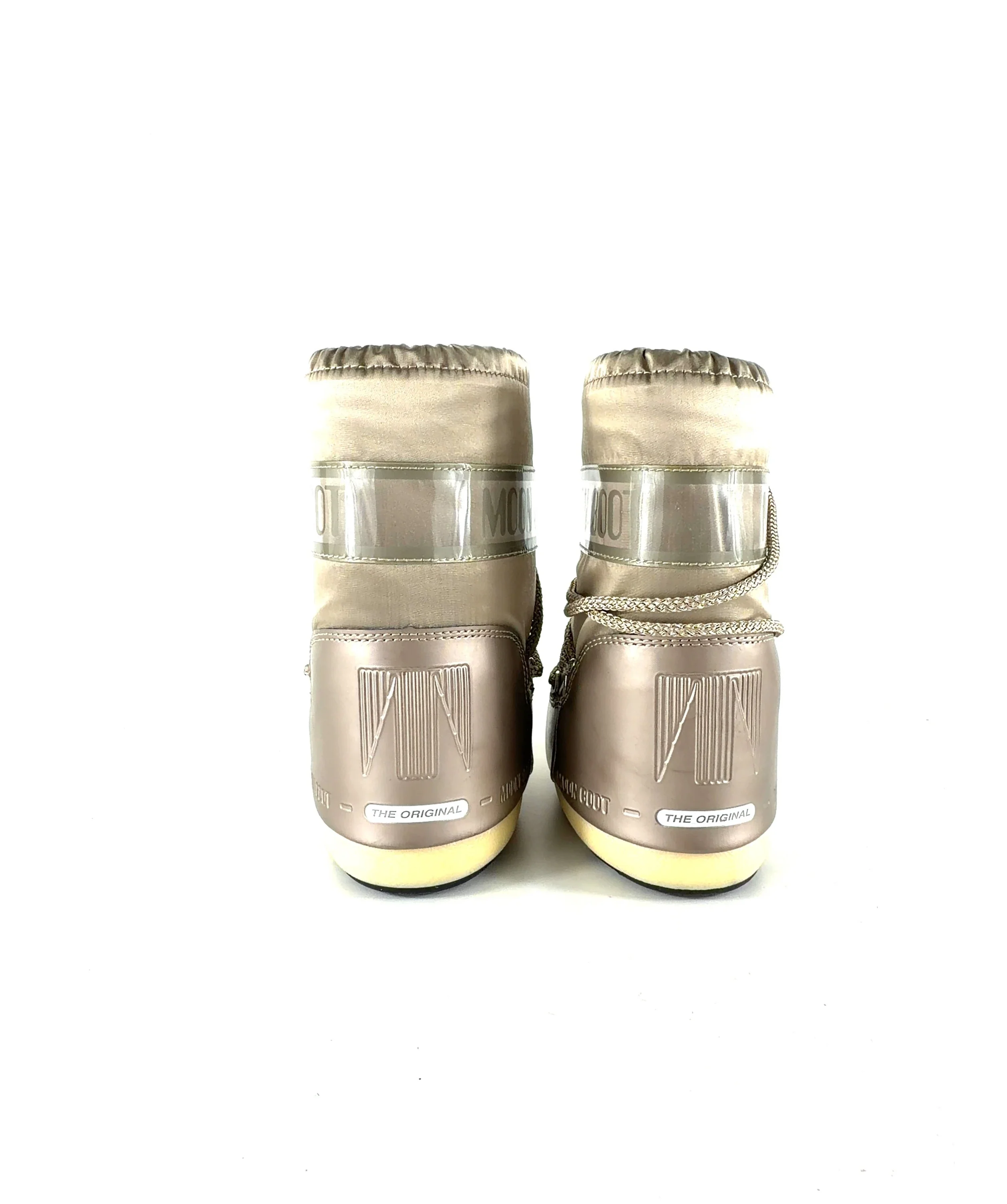 Moon Boot Metallic BRONZE  Wraparound Lacing Snow Boot, size UK 6 EU 23 👼 — fabric detail