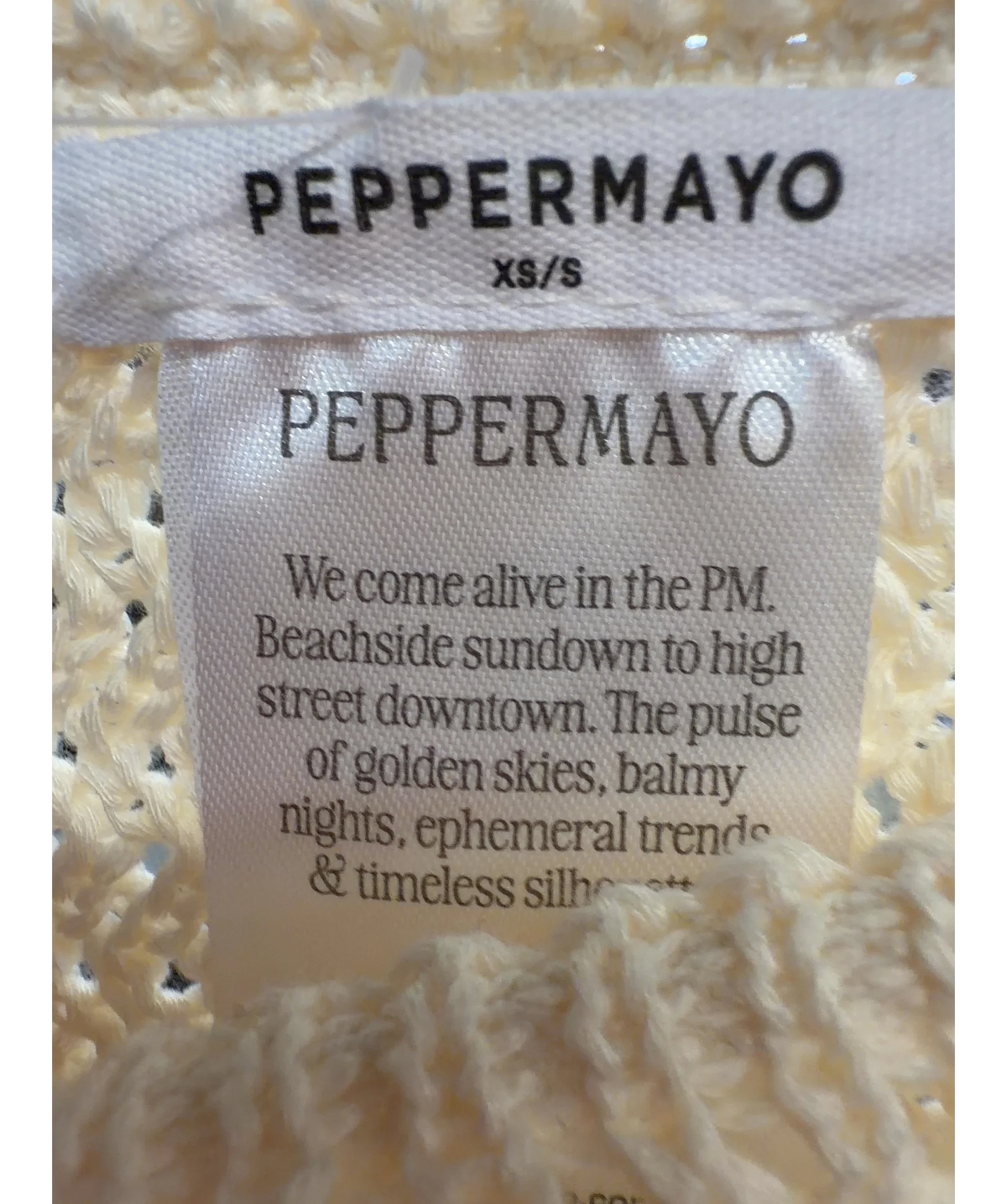Peppermayo Cream Colour, size UK XS/S — care label