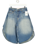 H&M Blue wrap-detail denim Bermuda shorts, size UK 10 — front