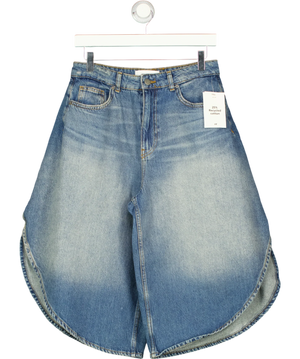 H&M Wrap-Detail Denim Bermuda Shorts Blue UK 10