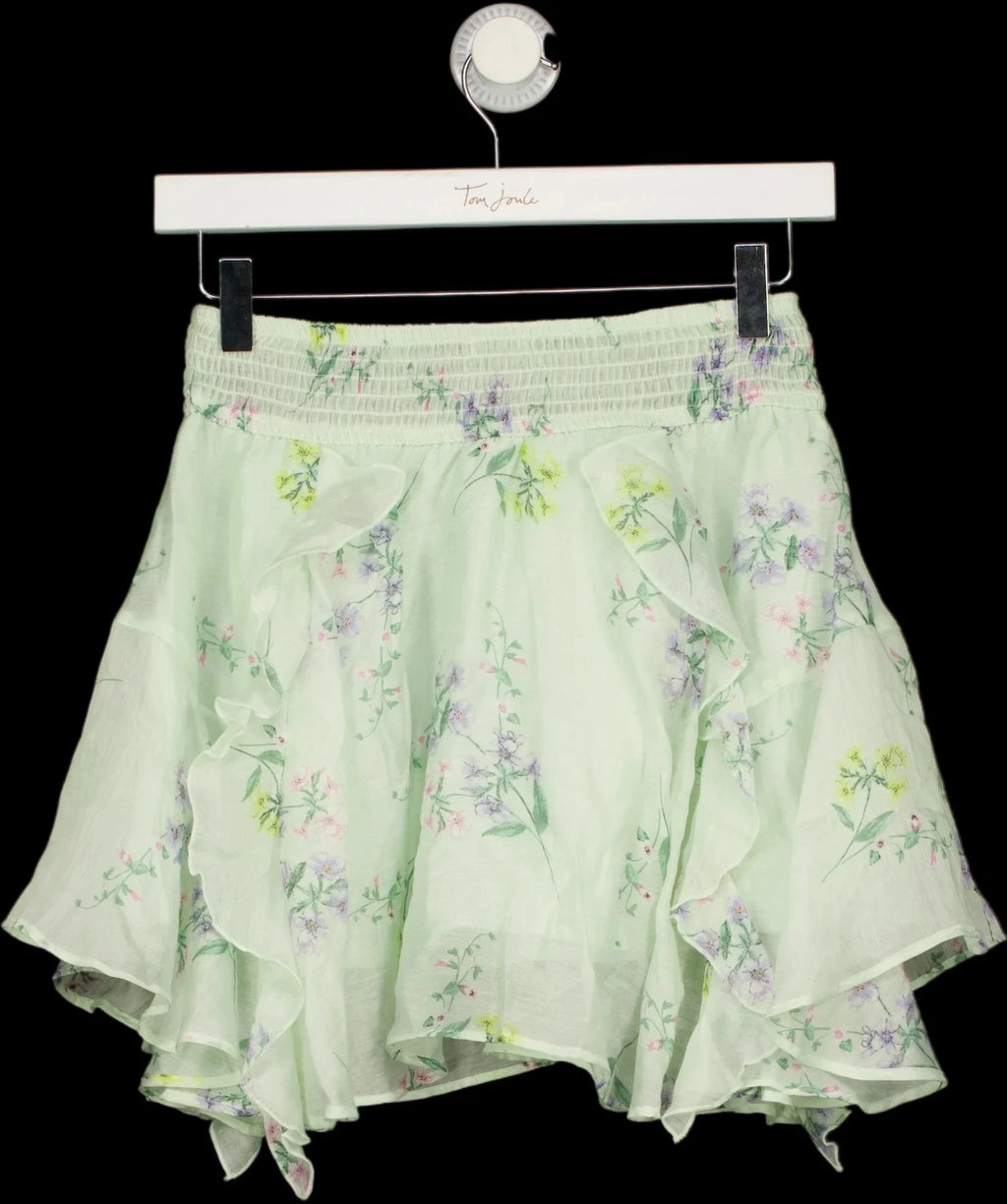 H&M Green Flounced Lyocell-Blend Mini Skirt Mint Green, size UK S — label