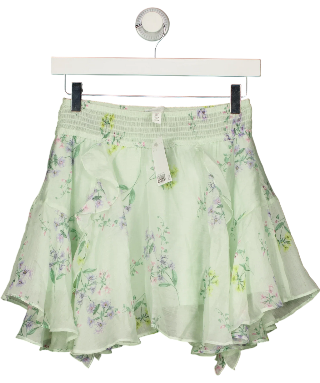 H&M Green Flounced Lyocell-Blend Mini Skirt Mint Green, size UK S — front