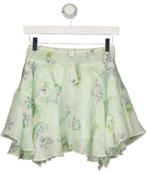 H&M Flounced Lyocell-blend Mini Skirt Mint Green UK S