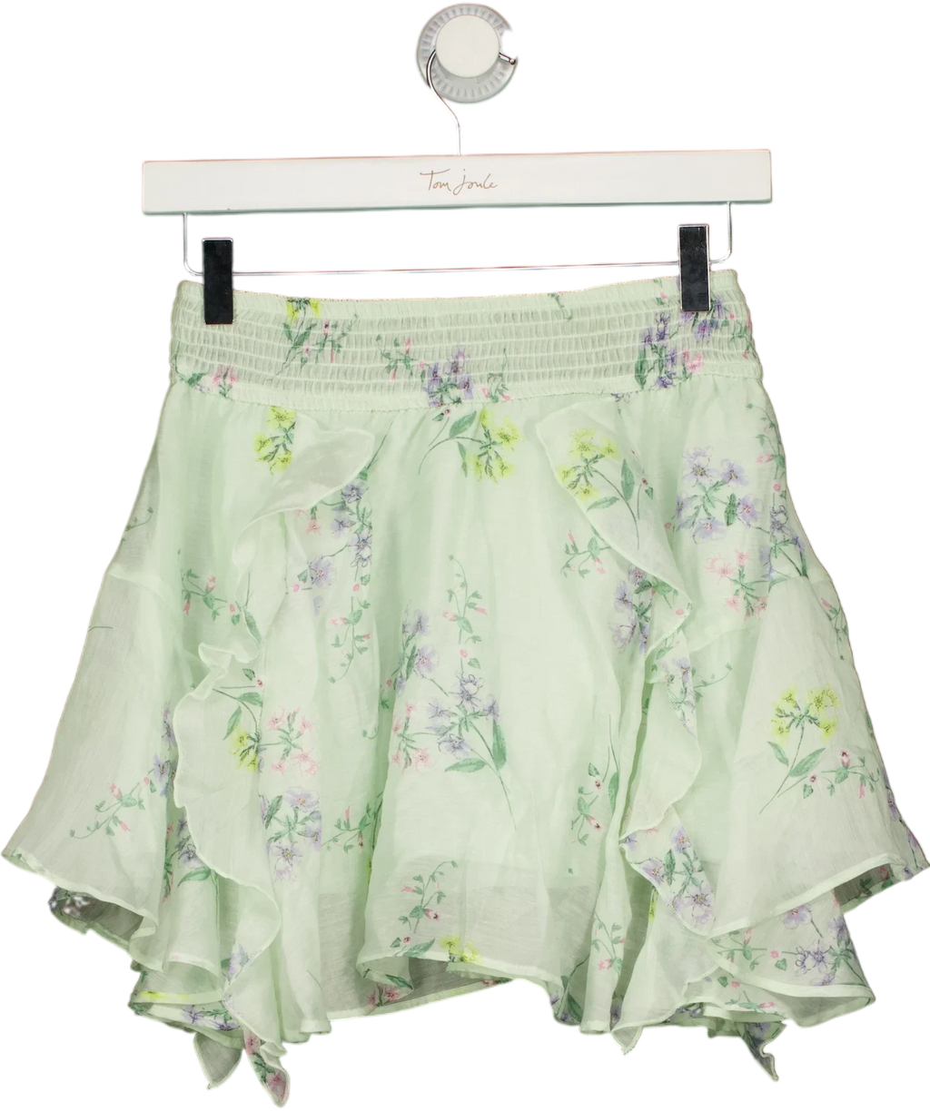 H&M Green Flounced Lyocell-Blend Mini Skirt Mint Green, size UK S — back