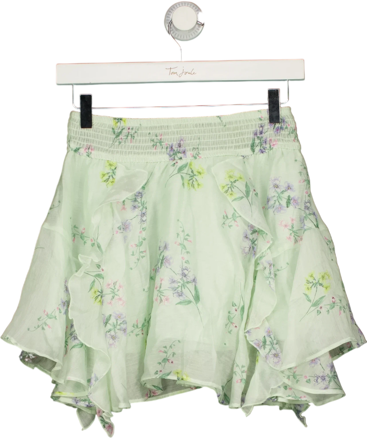 H&M Green Flounced Lyocell-Blend Mini Skirt Mint Green, size UK S — back