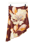 Peppermayo Brown floral asymmetrical midi skirt, size UK 8 — front