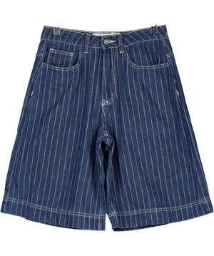Angel Boy Navy Pinstripe Denim Shorts UK XS