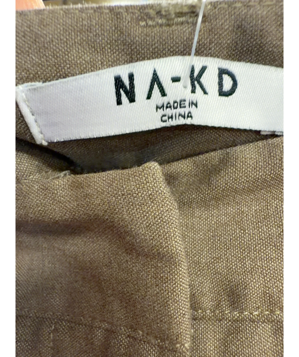NA-KD Beige Melange High Rise Pleated Suit Pants, size UK 10 — detail