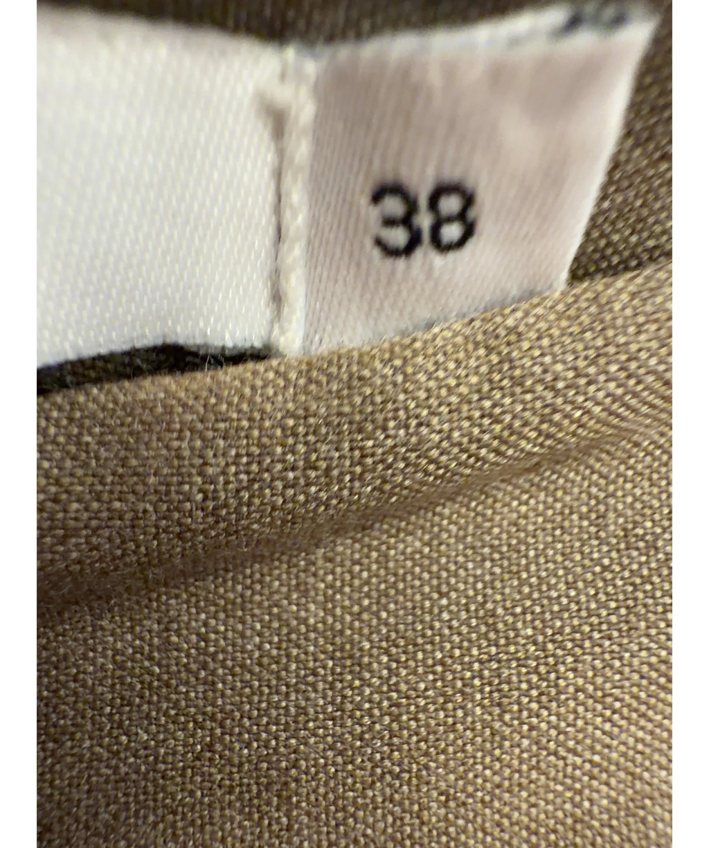 NA-KD Beige Melange High Rise Pleated Suit Pants, size UK 10 — care label