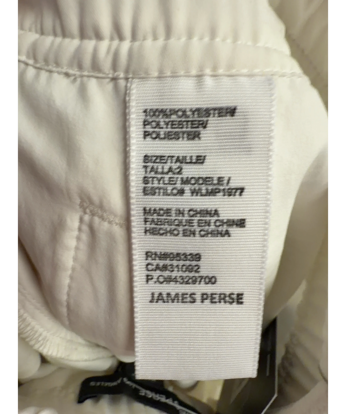 James Perse White Colour, size UK 10 — label